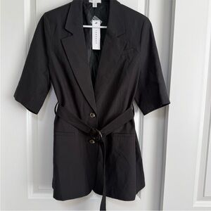 Topshop Blazer Black Belted Short Sleeve Womens